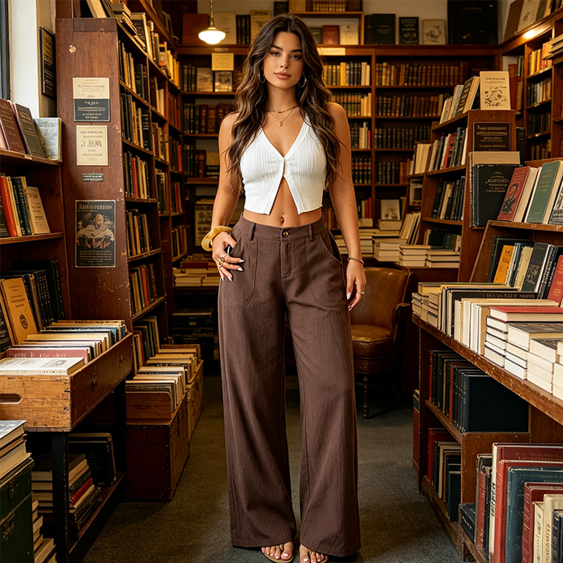🔥LAST DAY 49% OFF ☀️🛍️Women's Summer Classical Cotton-Linen Lightweight Palazzo Pants-5