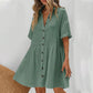Rochie midi cu guler de cămașă, mânecă scurtă și nasturi-3