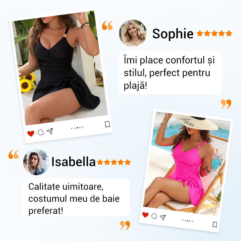 Rochie de baie dintr-o singură piesă pentru femei, cu control al abdomenului-8