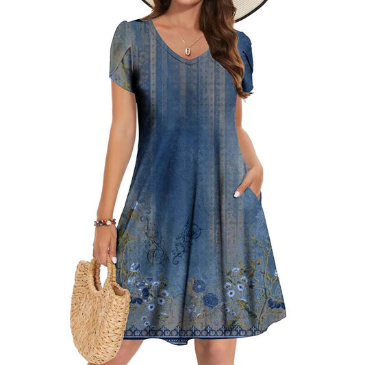 Creative Floral V-Neck Dress