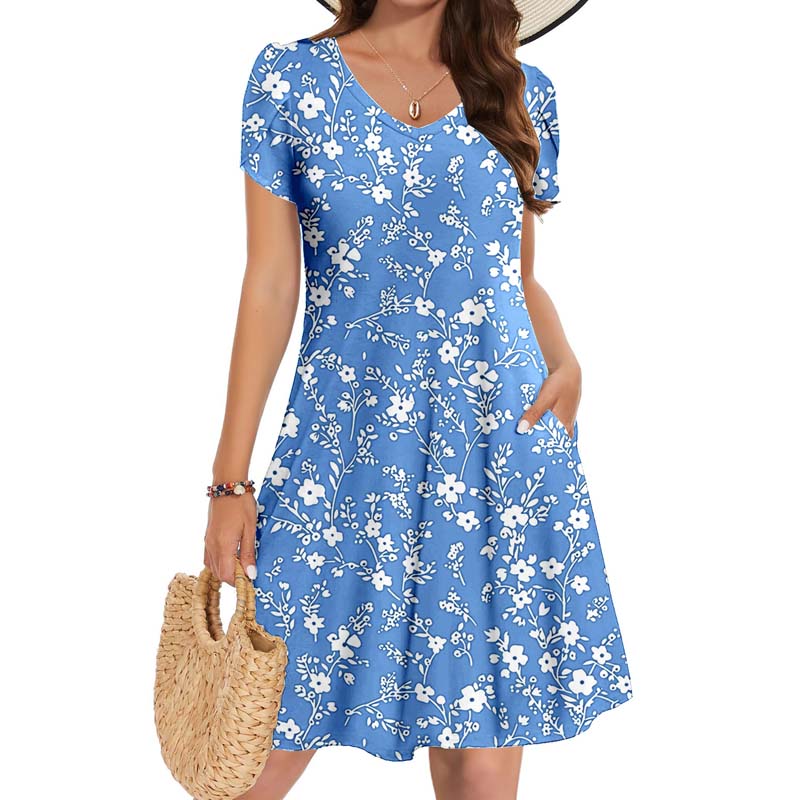 Creative Floral V-Neck Dress-4