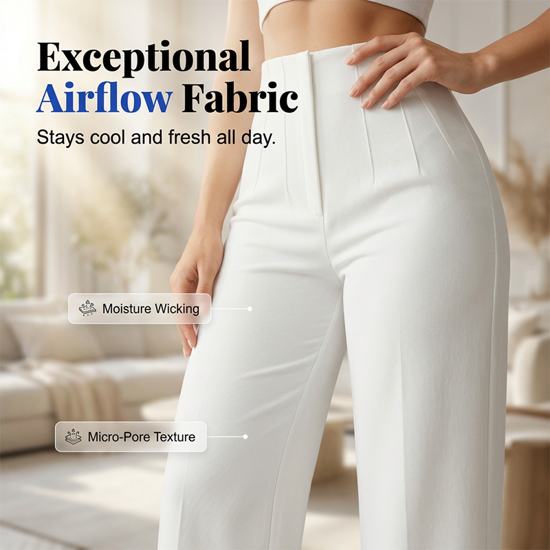 Pantaloni Casual pentru Femei, Culoare Uni, Cu Tăietură Largă-10