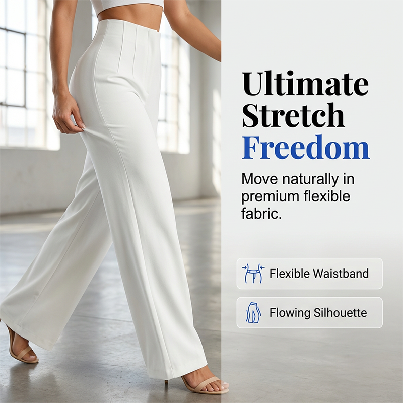 Pantaloni Casual pentru Femei, Culoare Uni, Cu Tăietură Largă-11