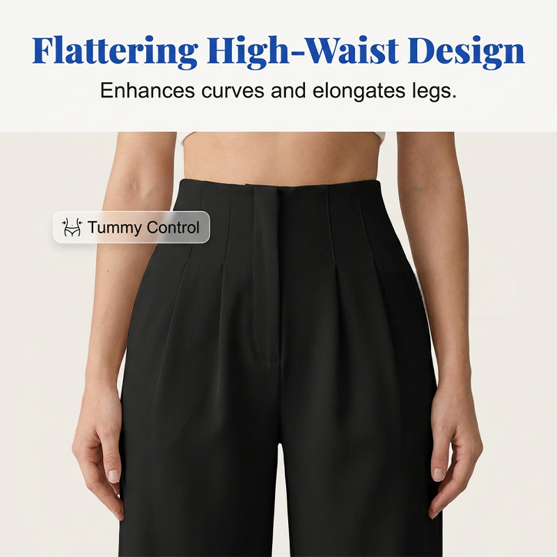 Pantaloni Casual pentru Femei, Culoare Uni, Cu Tăietură Largă-12