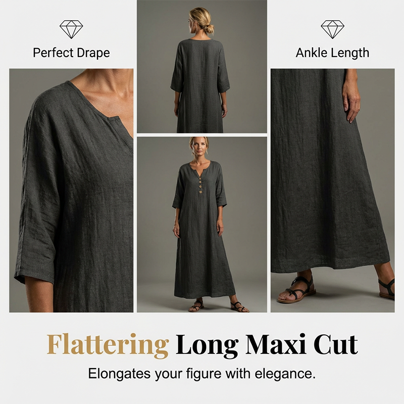 Rochie maxi casual pentru femei, cu decolteu în V și croială lejeră-8