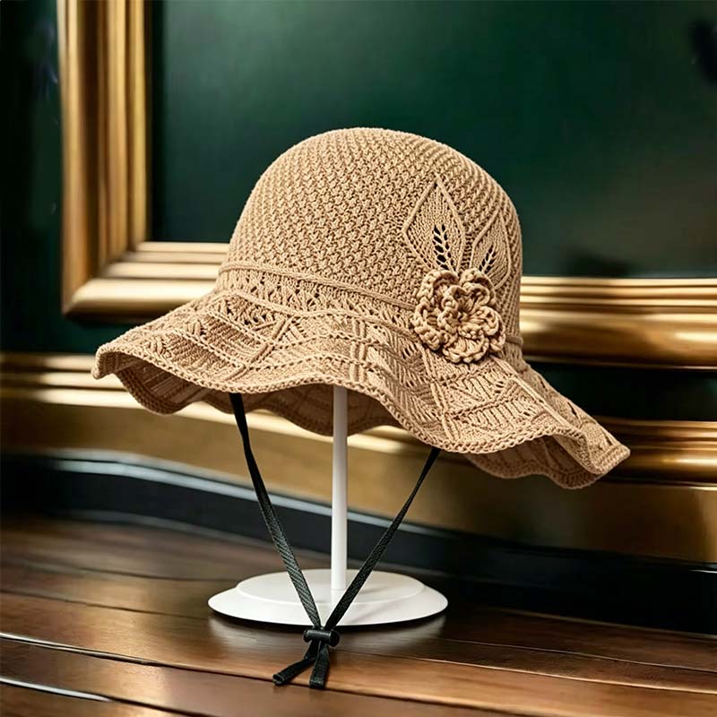 👒O pălărie elegantă cu flori împletite, pentru protecție solară🌸