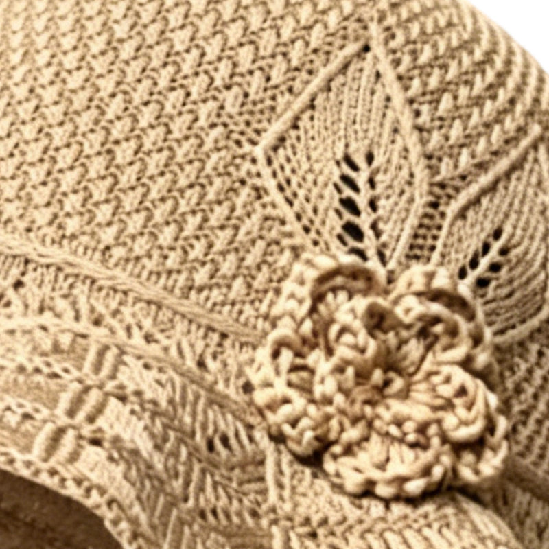 👒O pălărie elegantă cu flori împletite, pentru protecție solară🌸-5