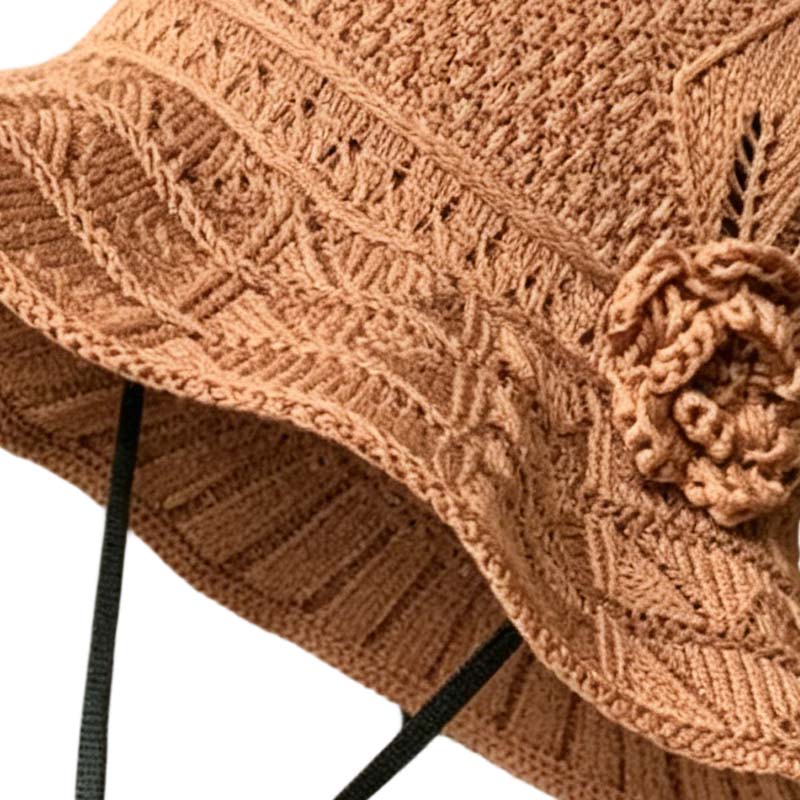 👒O pălărie elegantă cu flori împletite, pentru protecție solară🌸-6