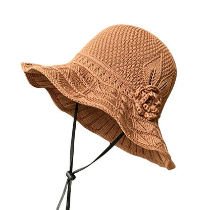 👒O pălărie elegantă cu flori împletite, pentru protecție solară🌸-11