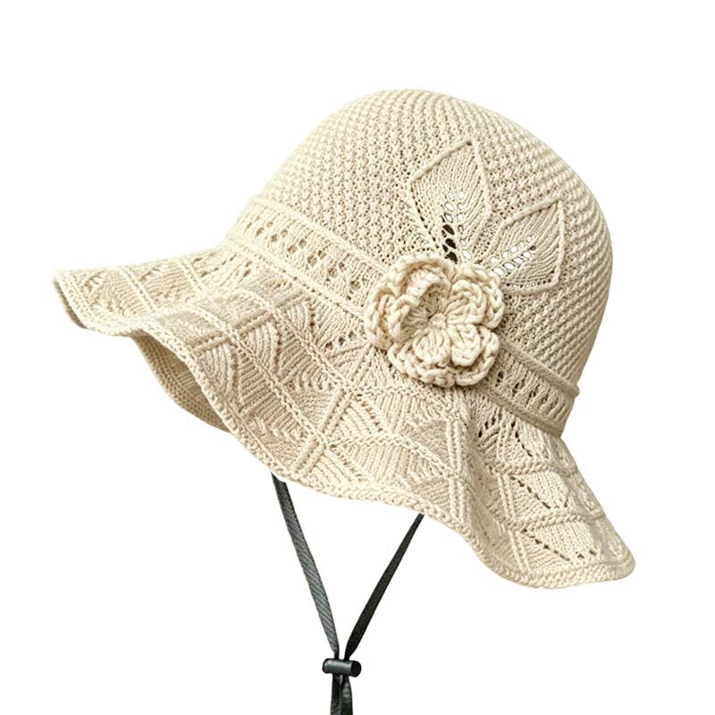 👒O pălărie elegantă cu flori împletite, pentru protecție solară🌸-10