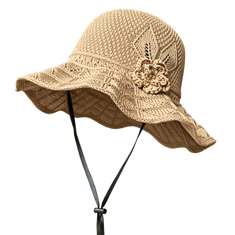 👒O pălărie elegantă cu flori împletite, pentru protecție solară🌸-8