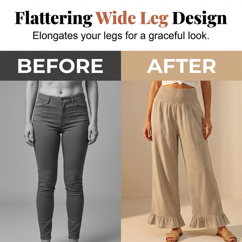 ❤️Pantaloni de lounge cu volane, stil Boho, pentru femei-12