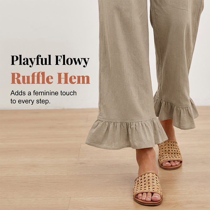 ❤️Pantaloni de lounge cu volane, stil Boho, pentru femei-11