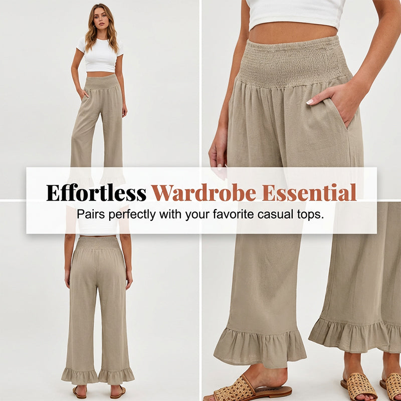 ❤️Pantaloni de lounge cu volane, stil Boho, pentru femei-14
