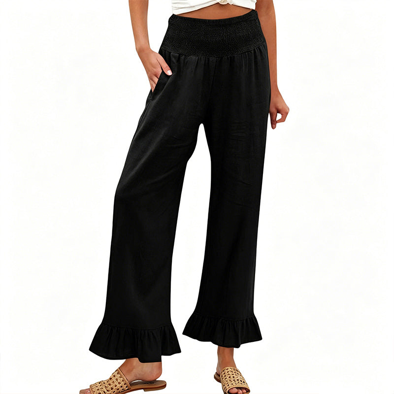 ❤️Pantaloni de lounge cu volane, stil Boho, pentru femei-3