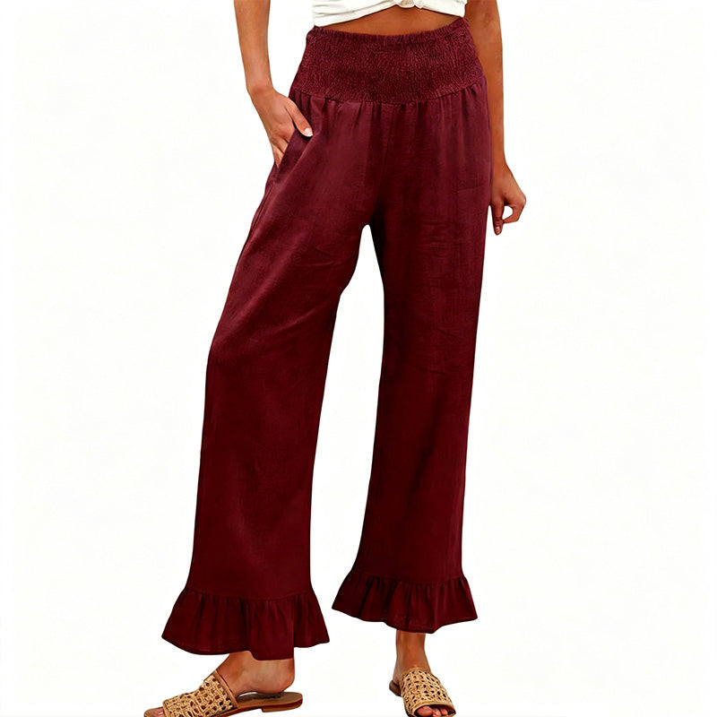 ❤️Pantaloni de lounge cu volane, stil Boho, pentru femei-6