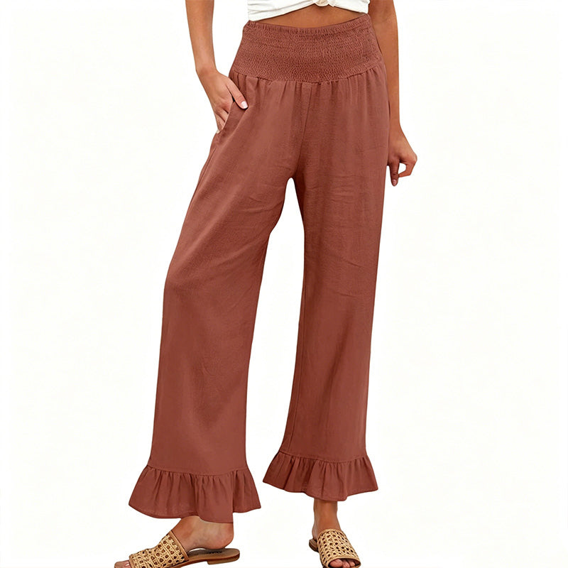 ❤️Pantaloni de lounge cu volane, stil Boho, pentru femei-4