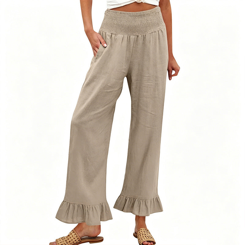 ❤️Pantaloni de lounge cu volane, stil Boho, pentru femei-5