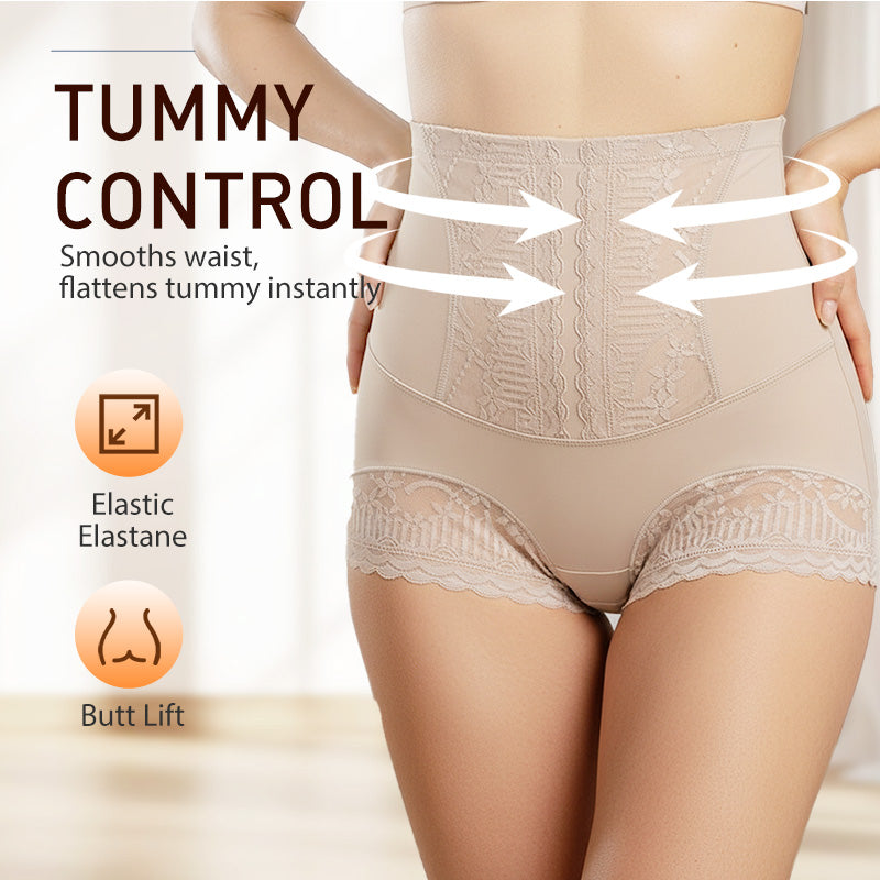 🎉Cumpără unul și primești unul gratis❤️Șorturi pentru femei din dantelă, cu talie înaltă, control al abdomenului și efect de ridicare a feselor-2