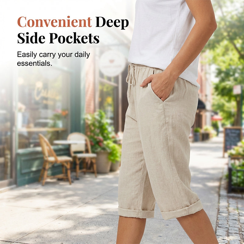 ✨ Pantaloni scurți largi din bumbac și in pentru femei-8