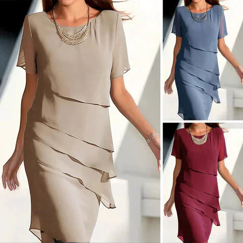 🔥Rochie Midi Elegantă din Șifon Plisat