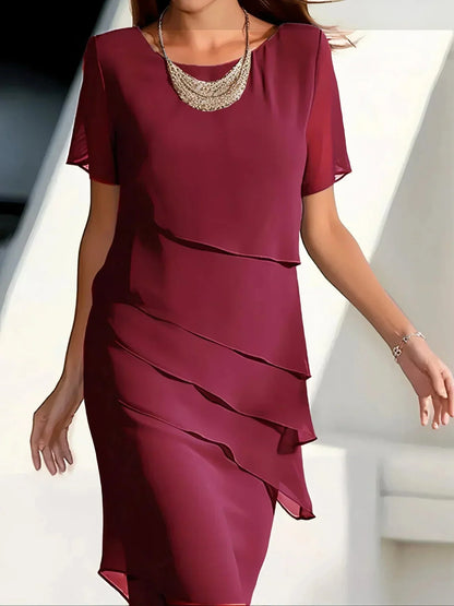 🔥Rochie Midi Elegantă din Șifon Plisat