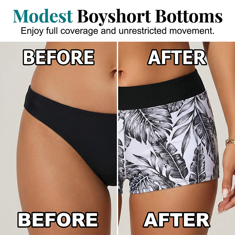 ❤️Set de două piese pentru femei: bluză tip tankini și pantaloni scurți-10