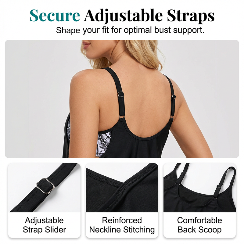 ❤️Set de două piese pentru femei: bluză tip tankini și pantaloni scurți-11