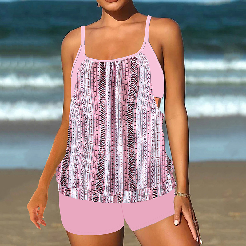 ❤️Set de două piese pentru femei: bluză tip tankini și pantaloni scurți-3