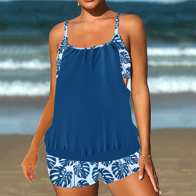 ❤️Set de două piese pentru femei: bluză tip tankini și pantaloni scurți-5