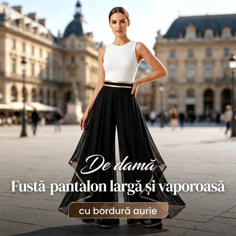 🎉Oferte speciale de sărbători❤️Pantaloni eleganti, cu talie largă și croială lejeră, cu ornamente aurii-20
