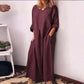 Rochie maxi lejeră din bumbac și in, pentru femei-11