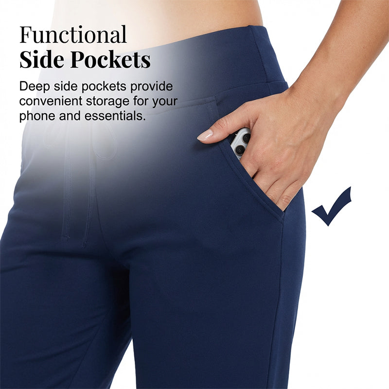 Pantaloni de trening cu talie înaltă, croială ajustată, șnur și buzunare-9