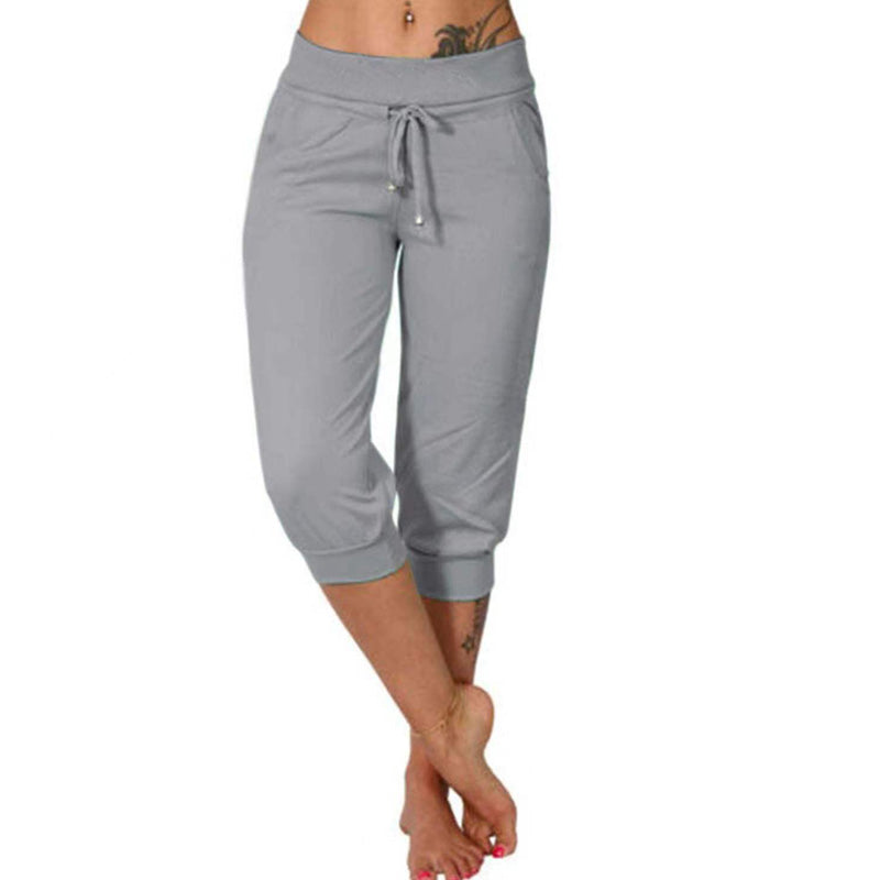 Pantaloni de trening cu talie înaltă, croială ajustată, șnur și buzunare-1