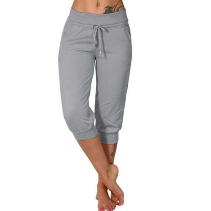 Pantaloni de trening cu talie înaltă, croială ajustată, șnur și buzunare-1