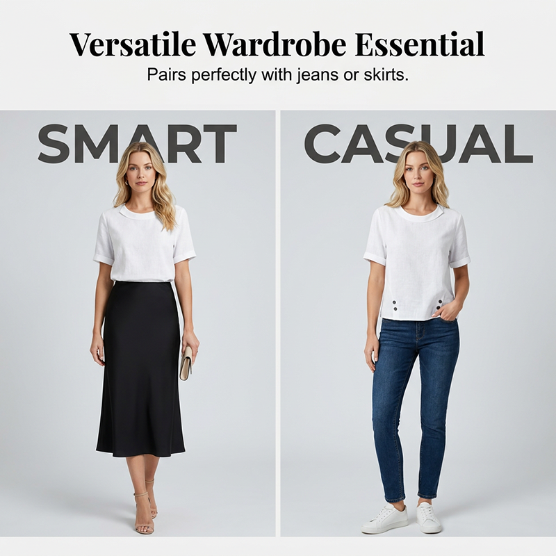Bluză casual pentru femei cu guler asimetric-8