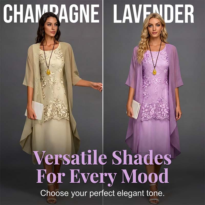 Set de rochie de gală până la genunchi și cardigan pentru femei-4