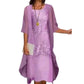 Set de rochie de gală până la genunchi și cardigan pentru femei-16