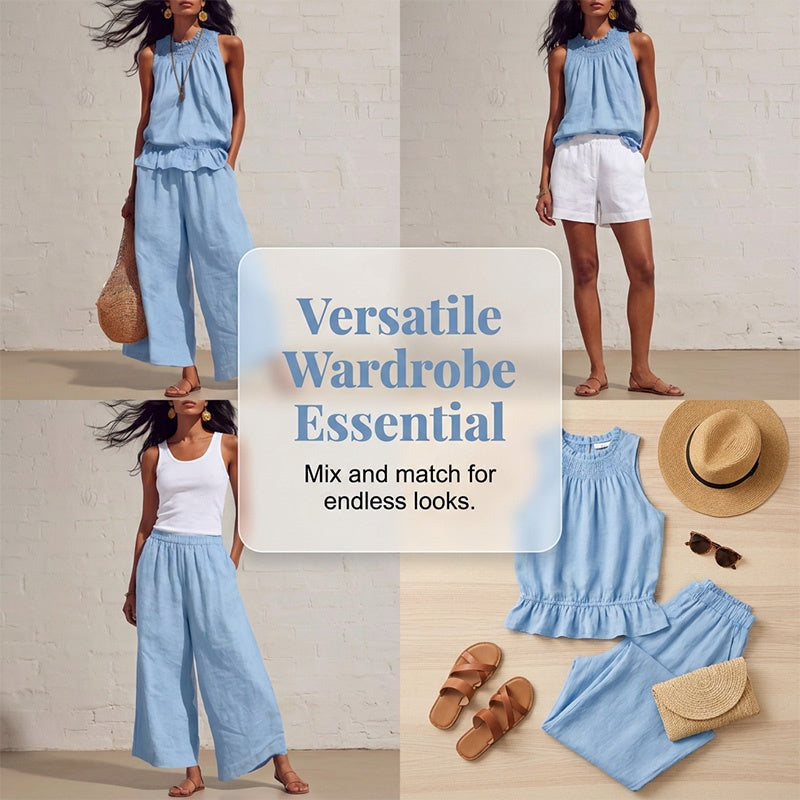 🔥Set din bluză fără mâneci și pantaloni lungi pentru femei-12