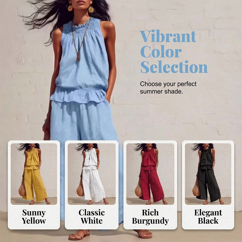 🔥Set din bluză fără mâneci și pantaloni lungi pentru femei-13