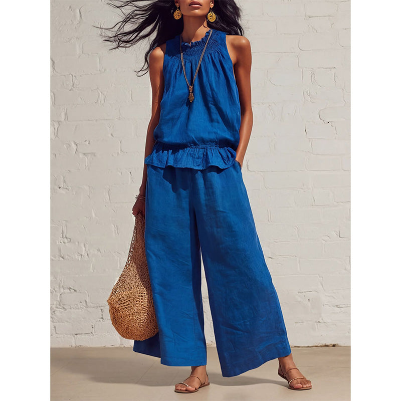 🔥Set din bluză fără mâneci și pantaloni lungi pentru femei-6