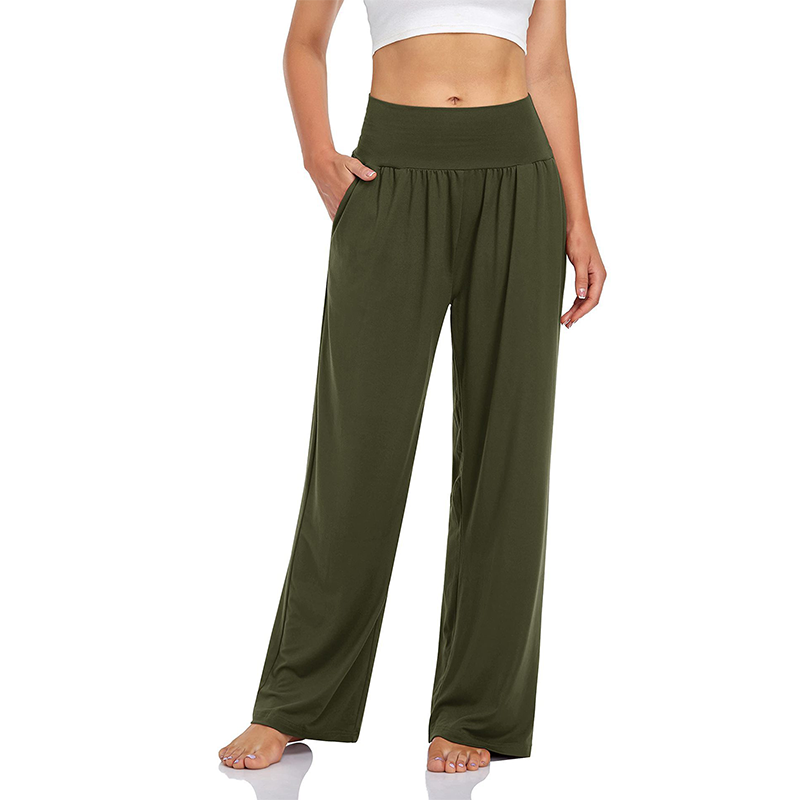 Pantaloni de yoga și de zi cu zi pentru femei, cu talie înaltă și buzunare-9