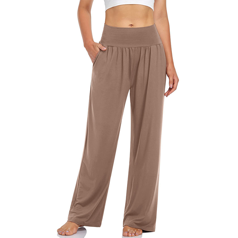 Pantaloni de yoga și de zi cu zi pentru femei, cu talie înaltă și buzunare-14