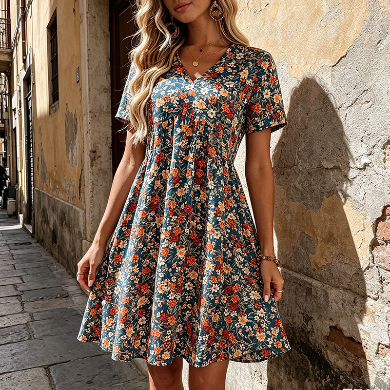 Rochie de vară cu imprimeu pentru femei-1