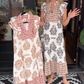 Rochie elegantă pentru femei, cu imprimeu, volane și fără mâneci
