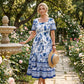 Rochie midi cu imprimeu floral și decolteu pătrat pentru femei