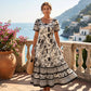 Rochie midi cu imprimeu floral și decolteu pătrat pentru femei