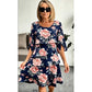 Rochie elegantă din șifon cu imprimeu floral și volane stratificate