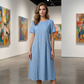 Rochie midi casual pentru femei cu nasturi neregulați