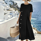 Rochie midi casual pentru femei cu nasturi neregulați